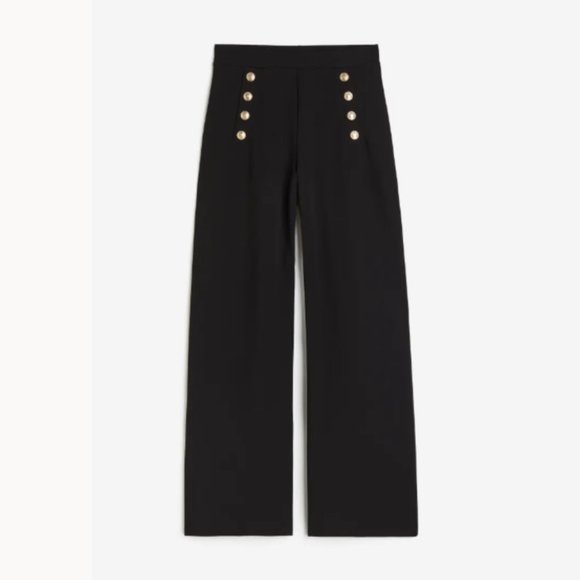 H&M black sailor wide leg pants M - Picture 5 of 6